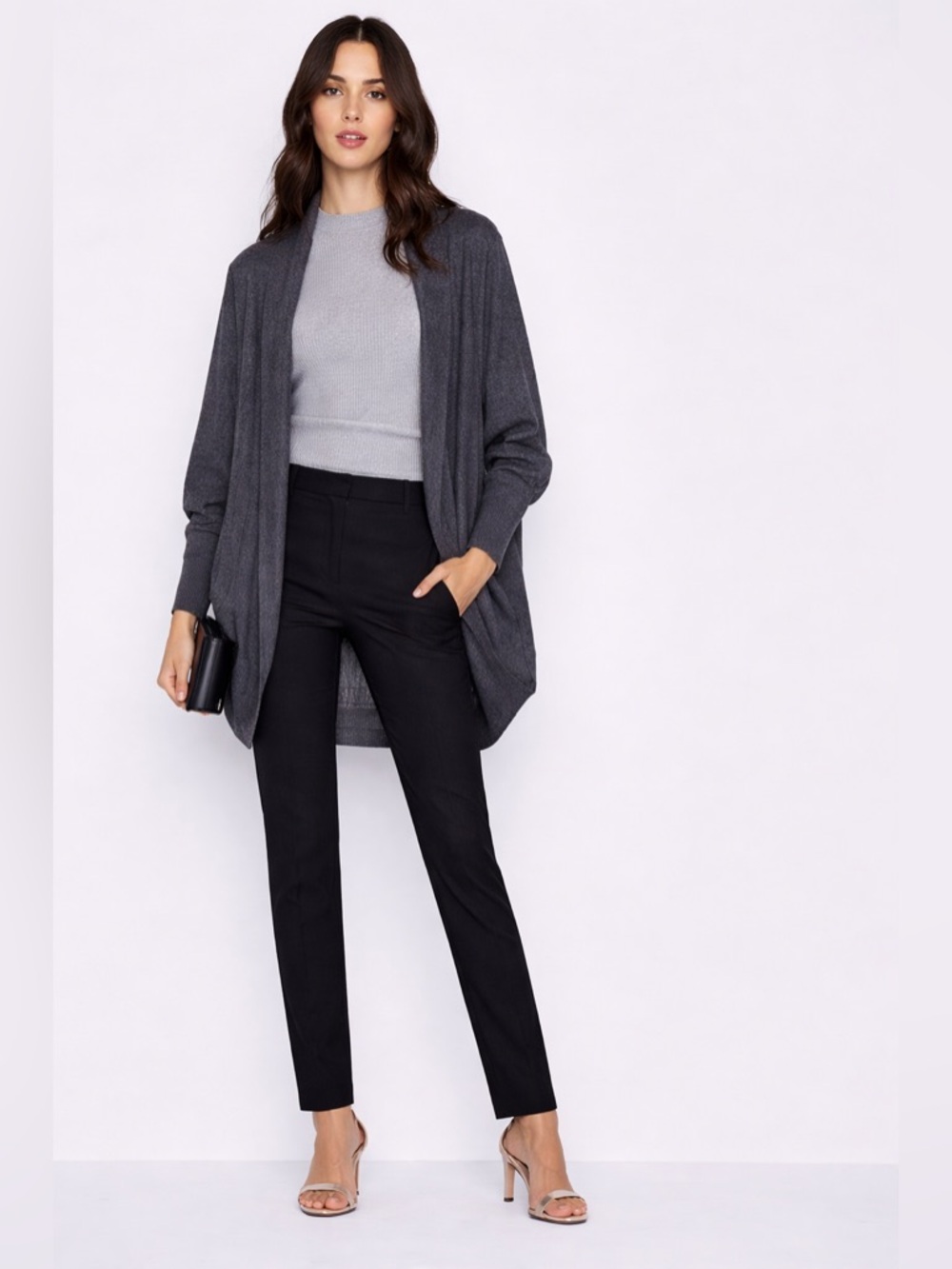 Wilfred Diderot charcoal grey open front cocoon cardi